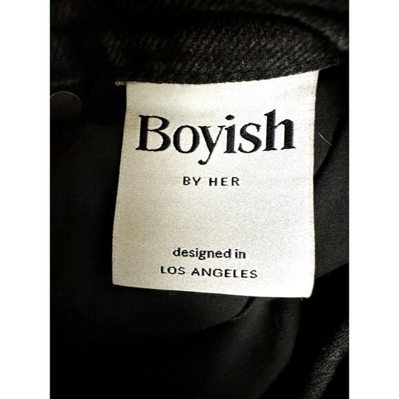 Boyish “Mikey” High-Rise Wide-Leg Jeans • Raw Hem Black Wash • Size 26 - Picture 11 of 13